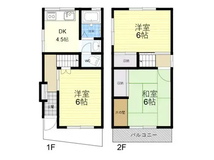 近鉄奈良線 若江岩田駅 徒歩11分 2階建 築49年(3DK)の間取り写真