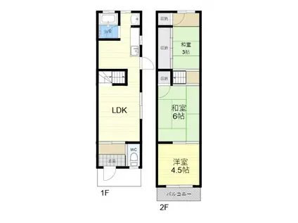 岩田町6丁目貸家(3LDK)の間取り写真