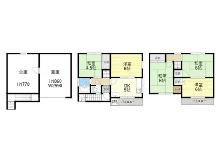 近鉄奈良線 若江岩田駅 徒歩20分 3階建 築46年(5DK)の間取り写真