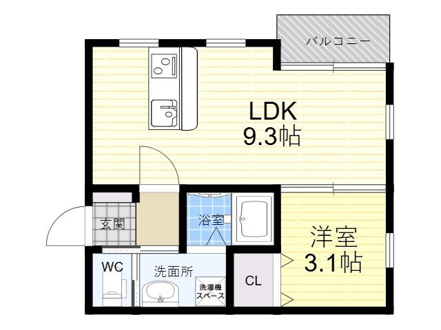 GRACE下六万寺町(1LDK/1階)の間取り写真