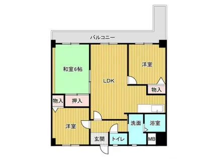 ヴェルデソーレ A(3LDK/6階)の間取り写真