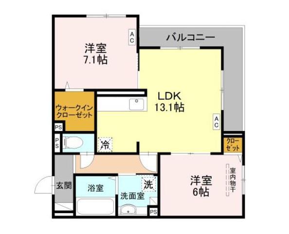 エクシード2(2LDK/2階)の間取り写真