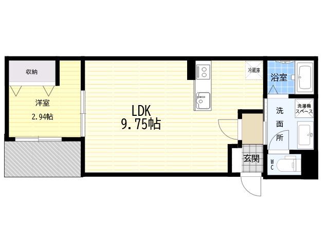 FSTYLE東大阪本庄1号館(1LDK/1階)の間取り写真