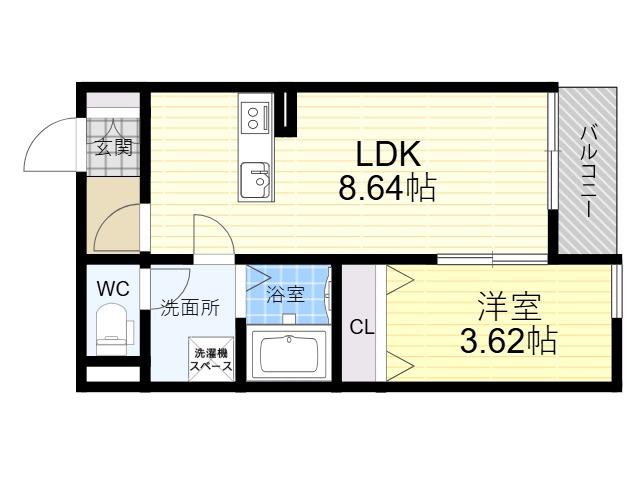 FSTYLE東大阪本庄2号館(1LDK/3階)の間取り写真