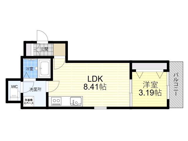 FSTYLE東大阪本庄2号館(1LDK/2階)の間取り写真