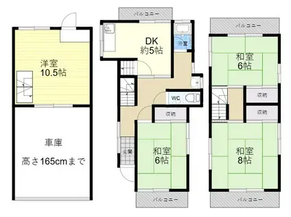近鉄けいはんな線 新石切駅 徒歩23分 3階建 築57年(4DK)の間取り写真