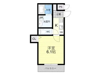 メゾン・ドゥ・シャトン豊浦町(1K/1階)の間取り写真