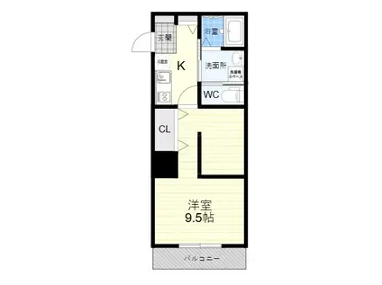 メゾン・ドゥ・シャトン豊浦町(1K/2階)の間取り写真