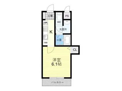 メゾン・ドゥ・シャトン豊浦町(1K/2階)の間取り写真