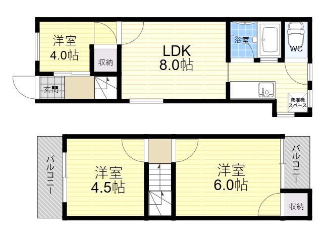 若江南町4丁目テラス(3LDK)の間取り写真