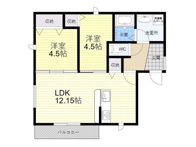 MAISON DE MILLE(2LDK/2階)の間取り写真