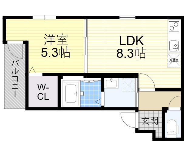 フジパレス吉田サウス(1LDK/3階)の間取り写真