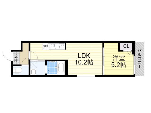 フジパレス東花園駅北Ⅰ番館(1LDK/3階)の間取り写真