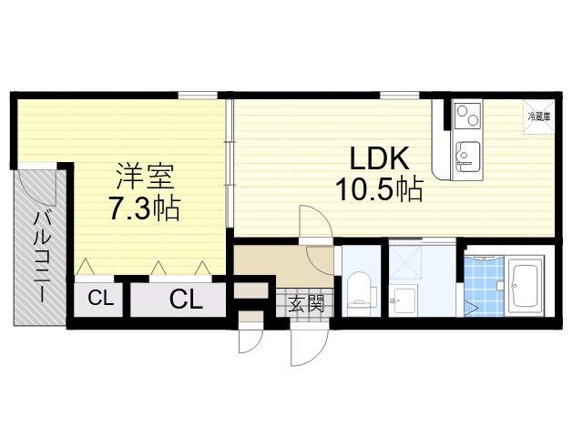 フジパレス東花園駅北Ⅱ番館(1LDK/1階)の間取り写真