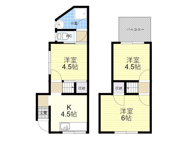 喜里川町13-14テラス(3K)の間取り写真