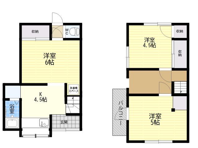 六万寺町3丁目テラスハウス(3DK)の間取り写真