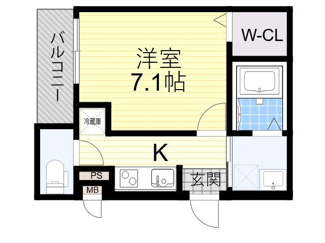 フジパレス鴻池新田駅東(1K/1階)の間取り写真