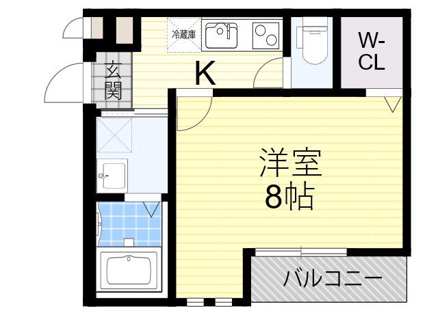 フジパレス鴻池新田駅東(1K/1階)の間取り写真