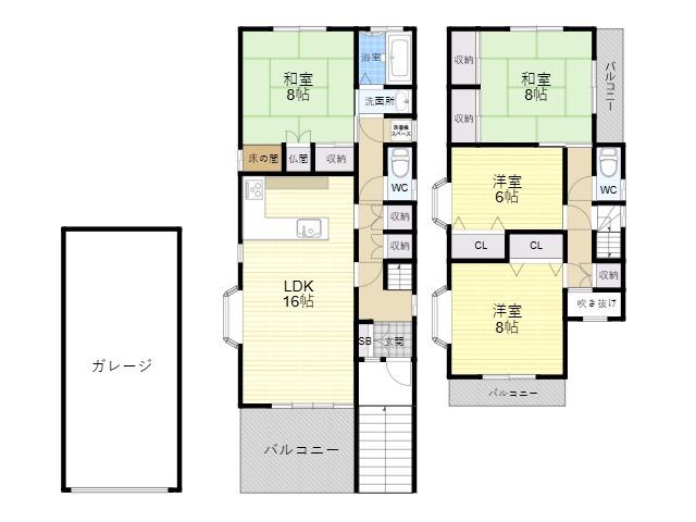 近鉄奈良線 石切駅 徒歩11分 3階建 築33年(4LDK)の間取り写真