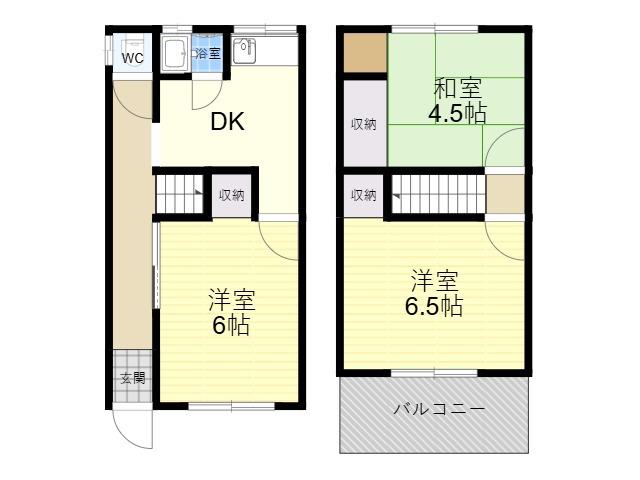 近鉄奈良線 河内花園駅 徒歩10分 2階建 築54年(3DK)の間取り写真