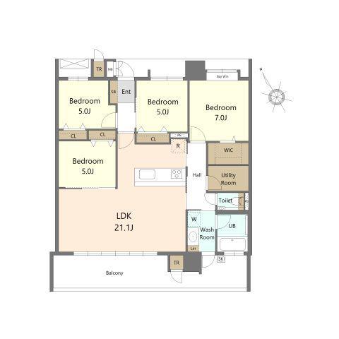 S-RESIDENCE愛宕サウス(4LDK/14階)の間取り写真