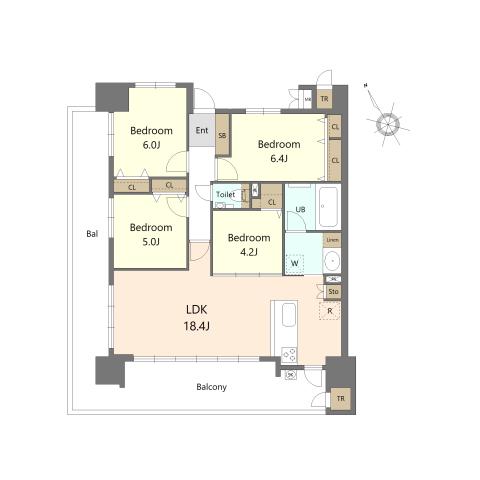S-RESIDENCE愛宕サウス(4LDK/4階)の間取り写真