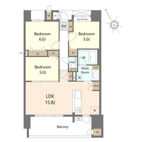 S-RESIDENCE愛宕サウス(3LDK/10階)の間取り写真