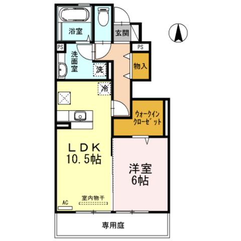 ヴィクトワール(1LDK/1階)の間取り写真