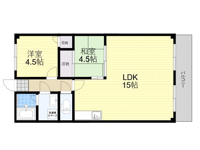 矢埜ハイツ(2LDK/2階)の間取り写真