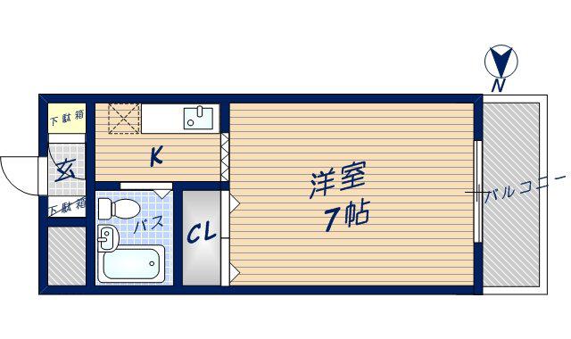 プチハイツ奈良(1K/4階)の間取り写真