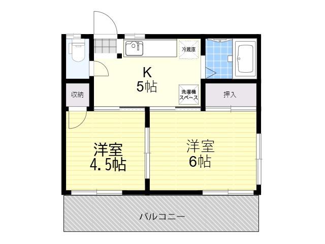 あやめ池シティ2(2K/2階)の間取り写真