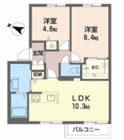 グランシャリオA(2LDK/1階)の間取り写真