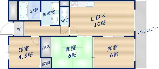 東亜シティプラザ(3LDK/3階)の間取り写真