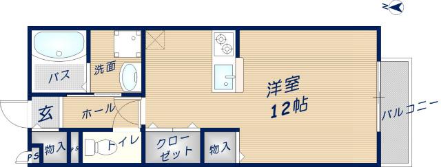 シャルマン(1K/2階)の間取り写真