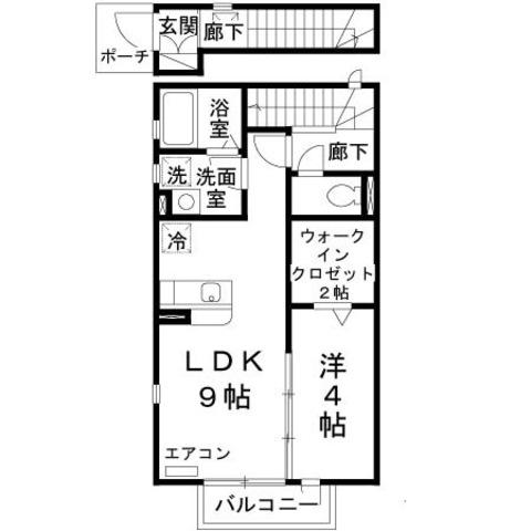 クレストハウス(1LDK/2階)の間取り写真