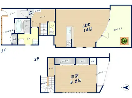 ミューズ・エリア(1LDK/1階)の間取り写真