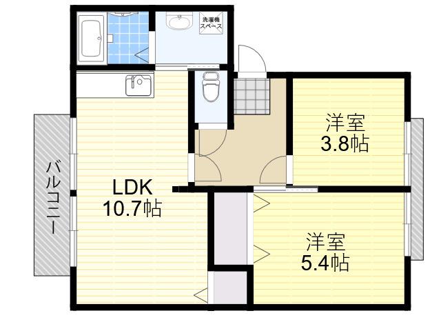 バンブーパインハイツB(2LDK/1階)の間取り写真