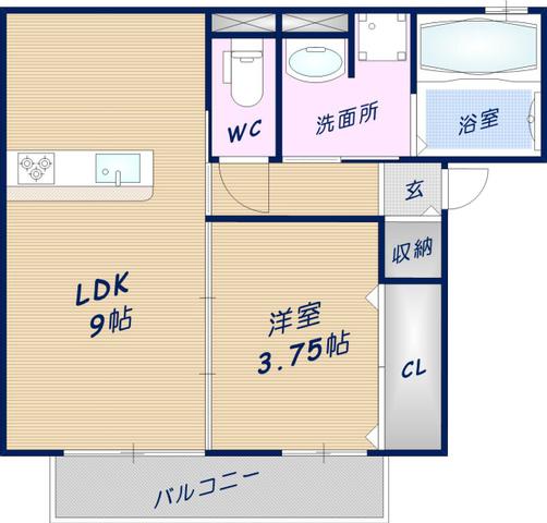 プランドール奈良(1LDK/2階)の間取り写真