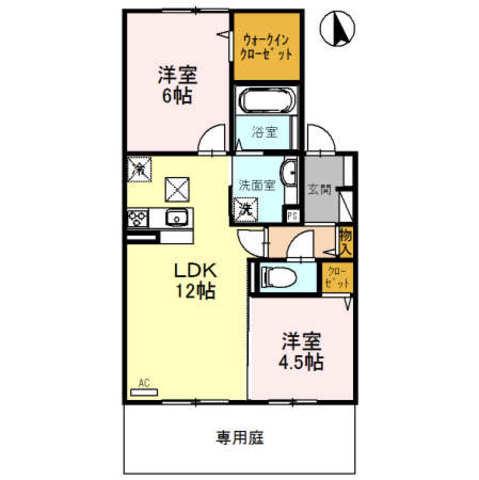 リアングランデ(2LDK/1階)の間取り写真