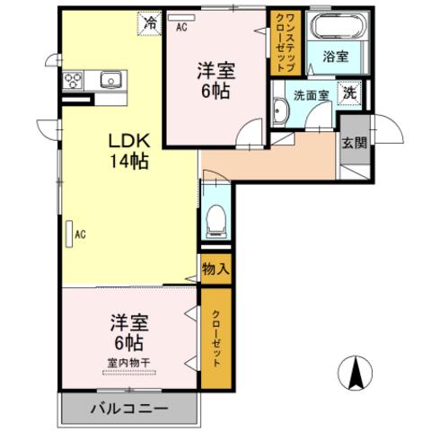 ファイブスター(2LDK/1階)の間取り写真