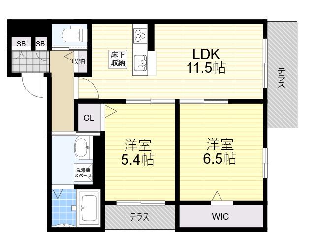 シャーメゾン ラピュタ(2LDK/1階)の間取り写真