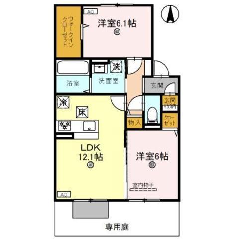 セレーノみあと(2LDK/1階)の間取り写真