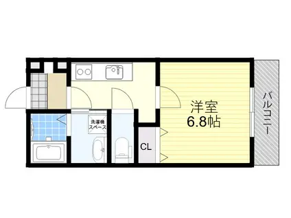 クレアール堺町2(1K/2階)の間取り写真
