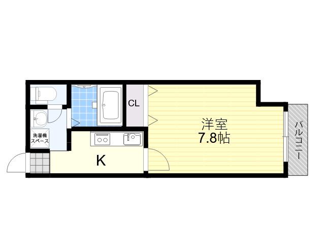 GRADITO富雄駅前 2番館(1K/1階)の間取り写真