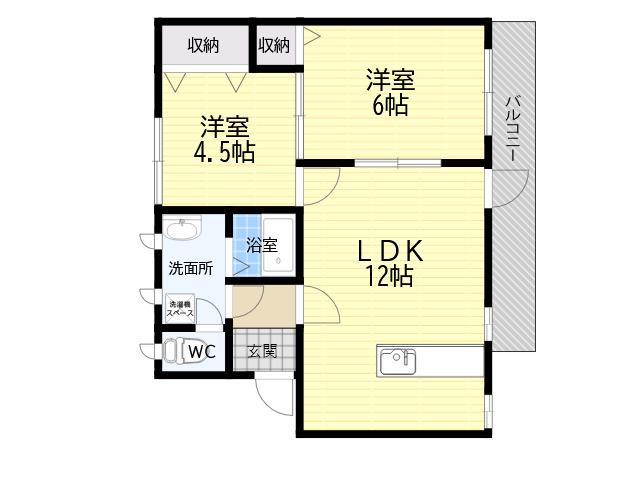 高木マンション1号棟(2LDK/1階)の間取り写真