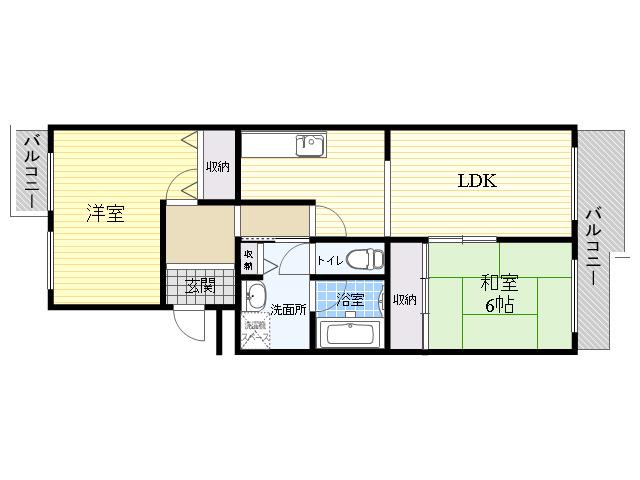 タラ生駒(2LDK/3階)の間取り写真