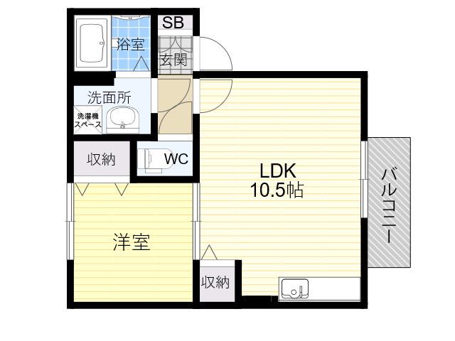ラフィーネ松ヶ丘(1LDK/2階)の間取り写真