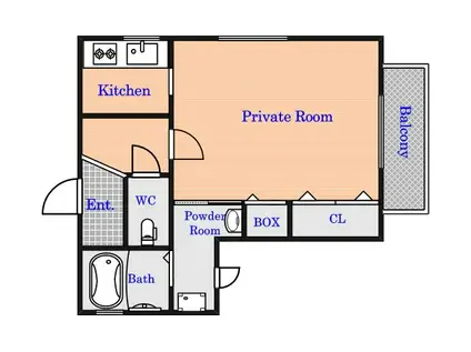 アクア西松ヶ丘B棟(1K/1階)の間取り写真