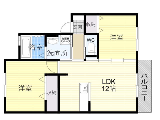 デラッセ真美ヶ丘(2LDK/2階)の間取り写真