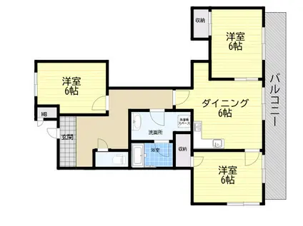 シャトレ1ST生駒(3DK/2階)の間取り写真